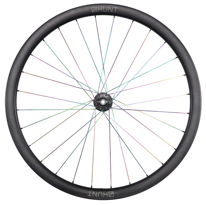 HUNT 35 Carbon Disc Tubeless Gravel Bike FRONT Wheel 12x 100mm 700c Oil-Slick CX