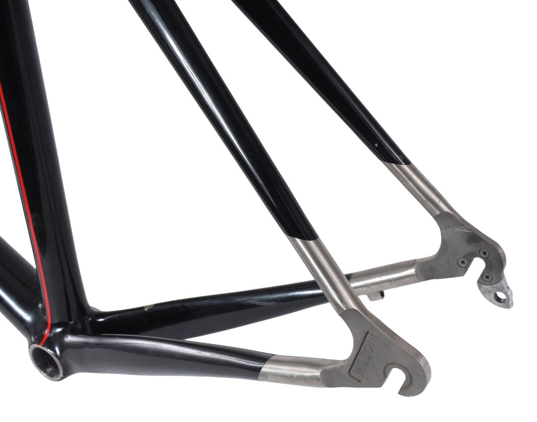 Passoni Nero XL Carbon Ti Road Bike Frameset 56cm WHITE/BLACK 700c QR Italy