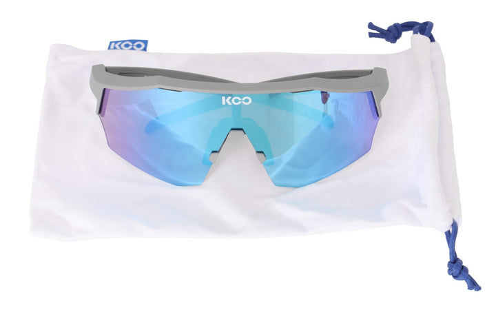 KOO Eyewear Alibi Cycling Sunglasses Grey Matt Blue Mirrored Lens Bike Road MTB
