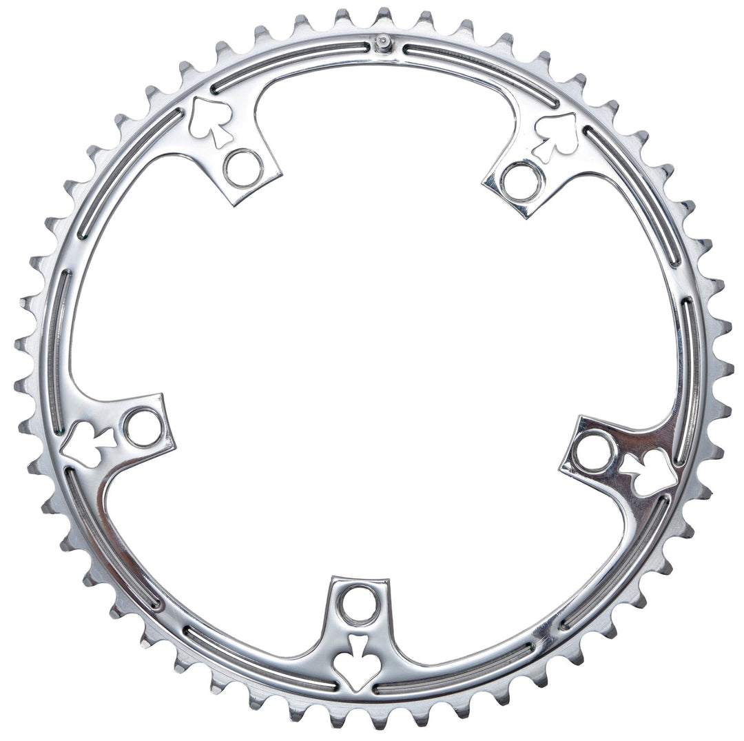 Nickel Finish Spade Road Bike Outer Chainring 53T 144BCD 5 Bolt Campy Record Era
