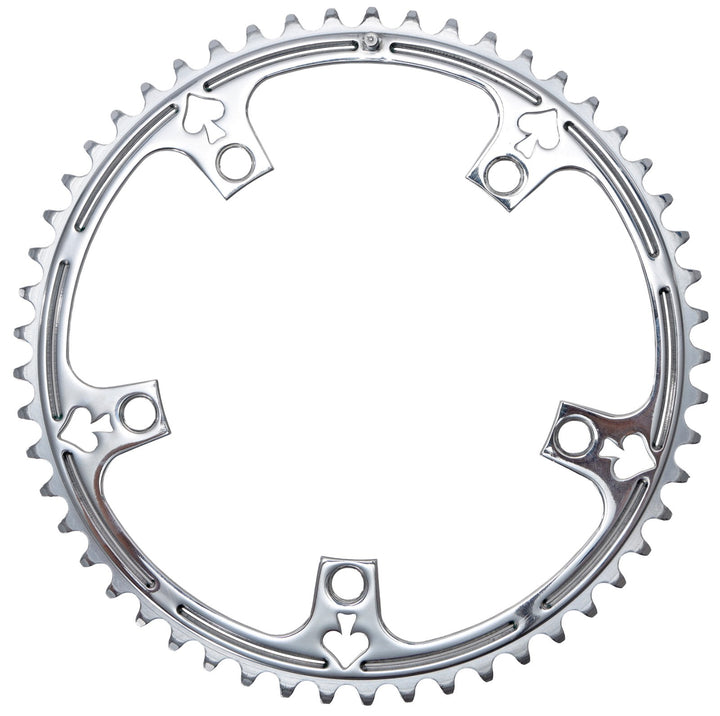 Nickel Finish Spade Road Bike Outer Chainring 53T 144BCD 5 Bolt Campy Record Era