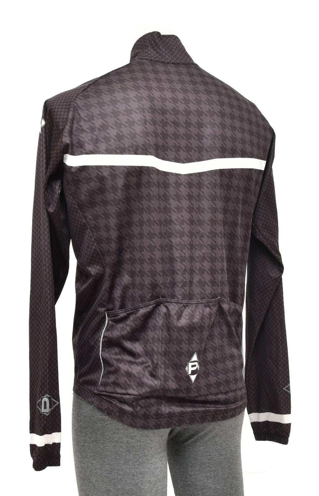 Panache Black Houndstooth Cycling Wind Jacket Men XL Road Bike Gravel MTB Pocket
