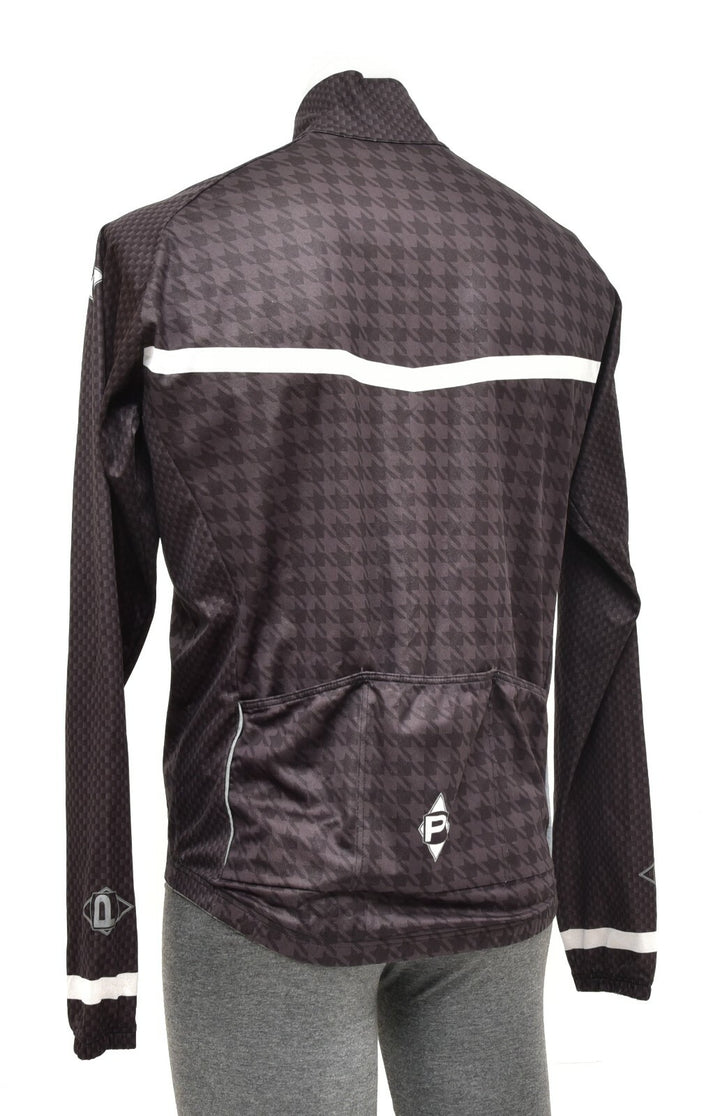 Panache Black Houndstooth Cycling Wind Jacket Men XL Road Bike Gravel MTB Pocket