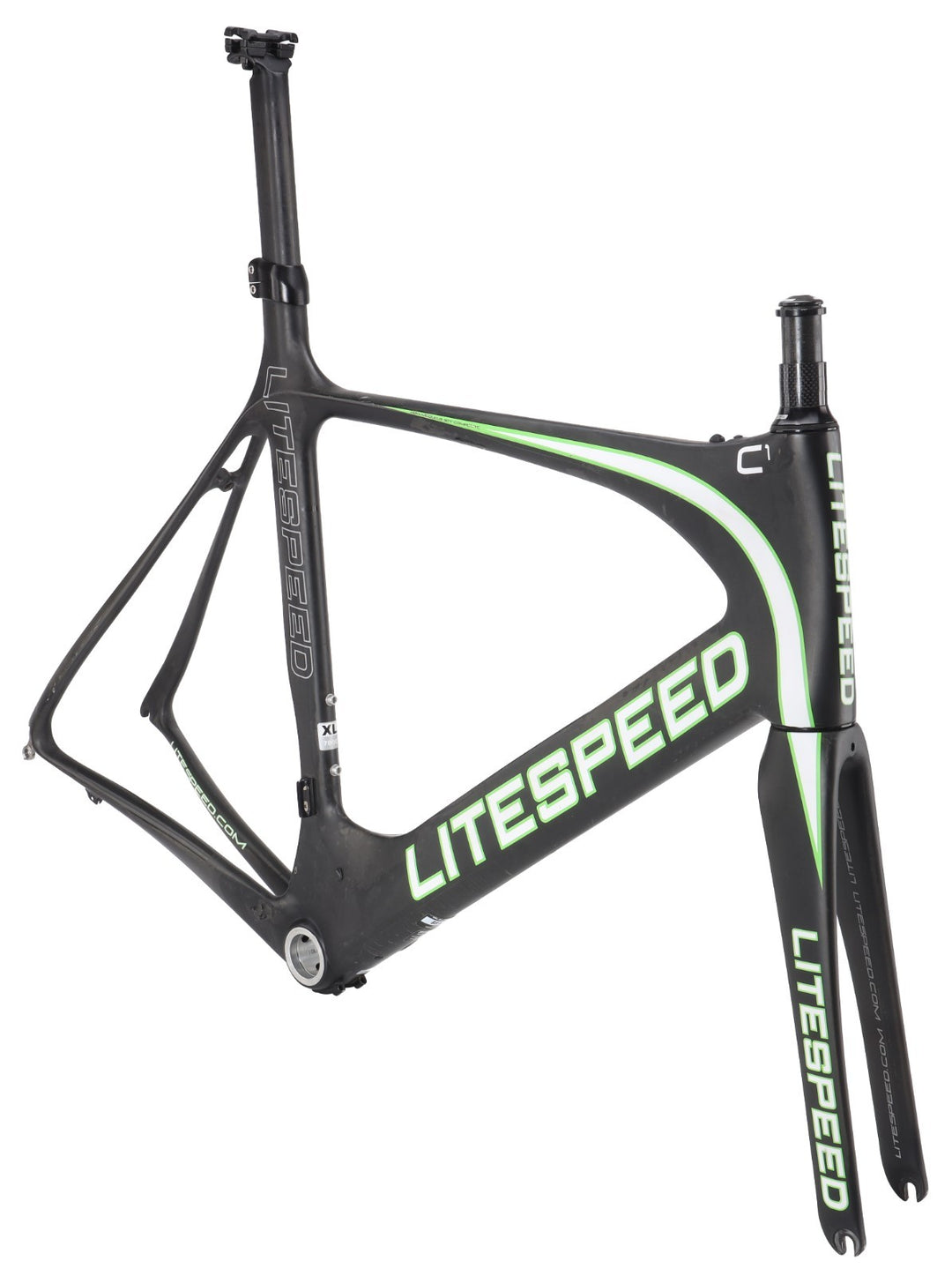 Litespeed C1 Carbon Road Bike Frameset XL Nude/White/Green 700c QR Rim Aero 2013
