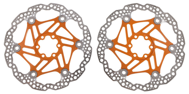 Hope Floating Mountain Bike Disc Brake Rotors 180mm 1 PAIR Orange 6 Bolt Enduro