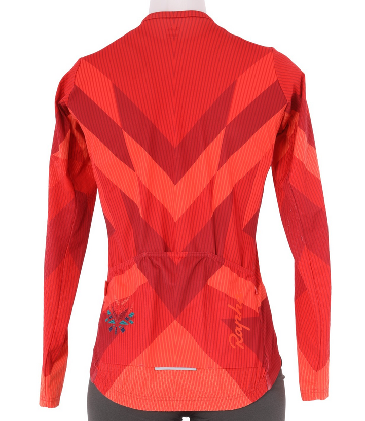 Rapha Hidden Leaves Long Sleeve Aero Jersey Women MEDIUM Red Road Bike Cycling