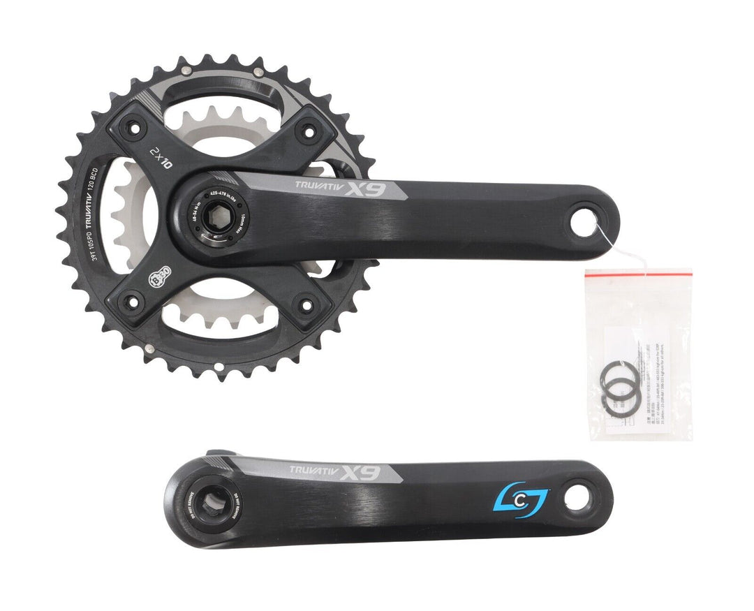 TruVativ X9 2x 10s Power Meter Mountain Bike Crankset 175mm 39/26T BB30 Stages