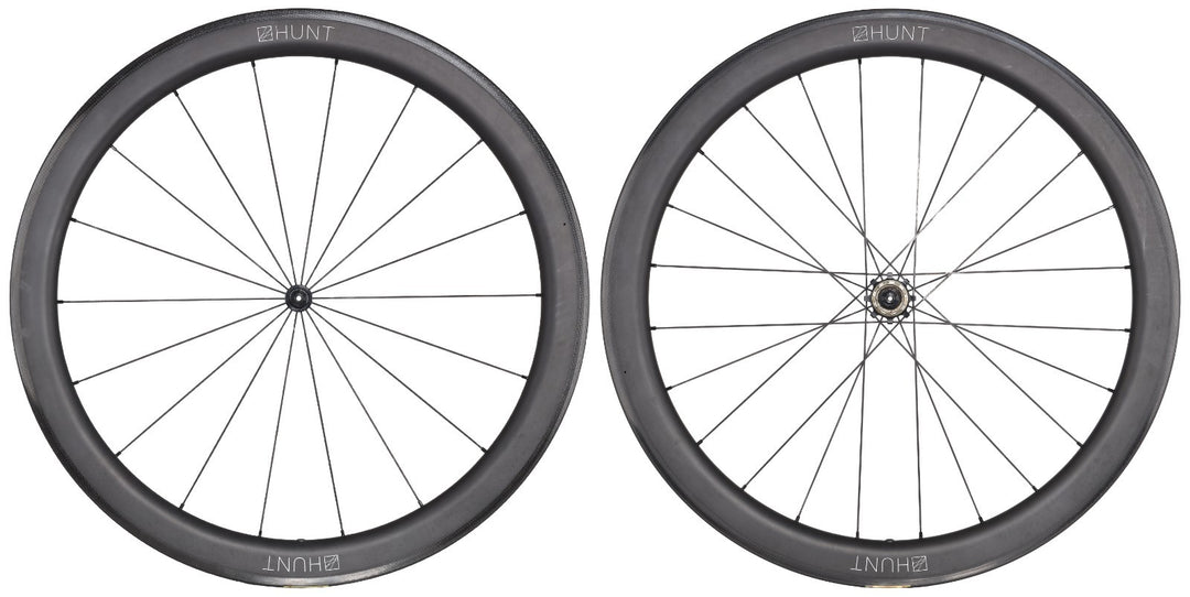 HUNT 50 Carbon Wide Aero Road Wheelset Tubeless Shimano 11 Spd 700c QR Rim Brake