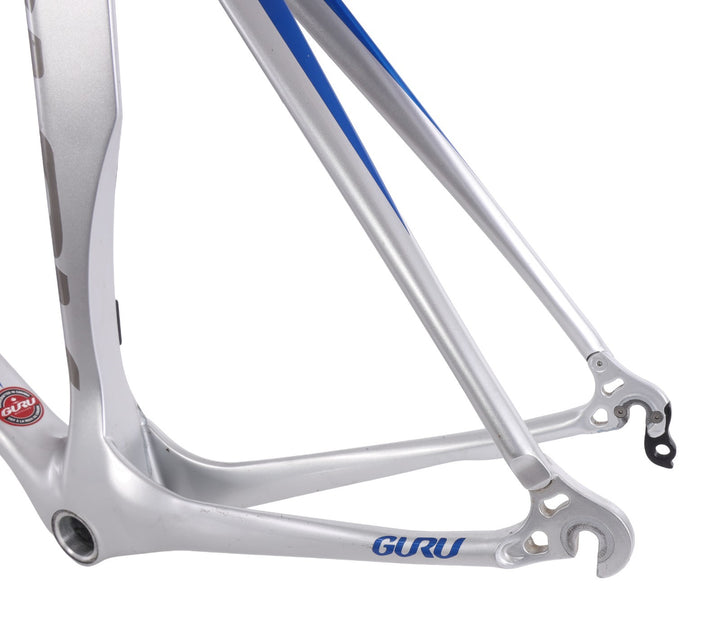Guru Crono Carbon Triathlon TT Bike Frameset QR Rim Brake 54cm Silver/Blue 700c