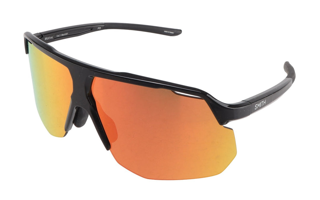 Smith Motive Cycling Sunglasses Black Frame ChromaPop Red Mirror Cat 3 w/Hat