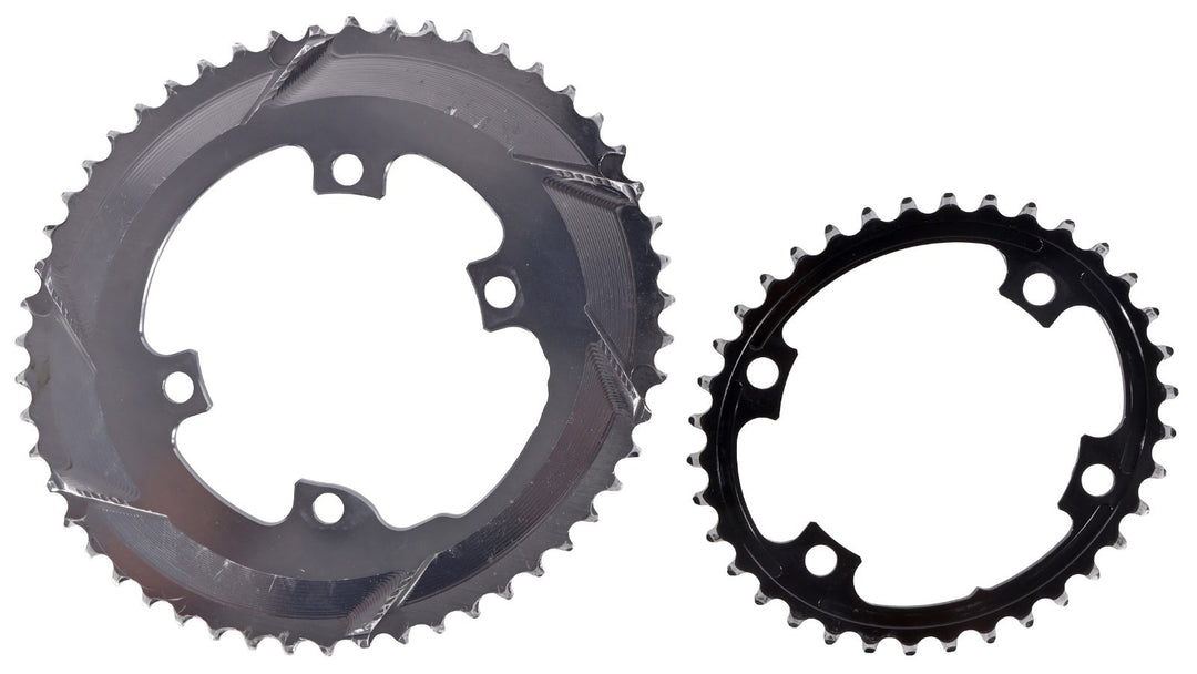 absoluteBlack Premium Oval 52/36T Road Bike Chainring SET 4-Bolt Grey 110mm BCD