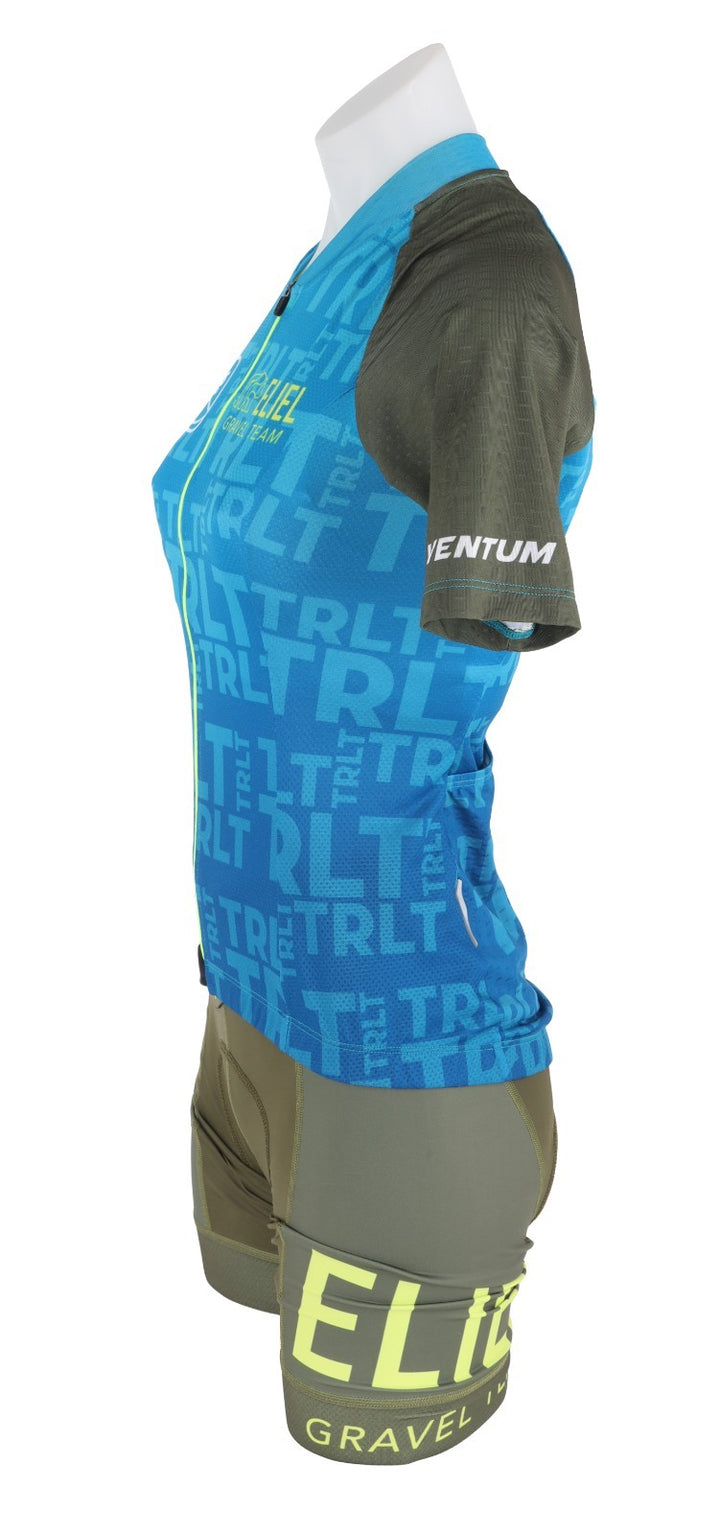 Eliel Gravel Team Short Sleeve Cycling Kit Women SMALL Blue Green Bike Race