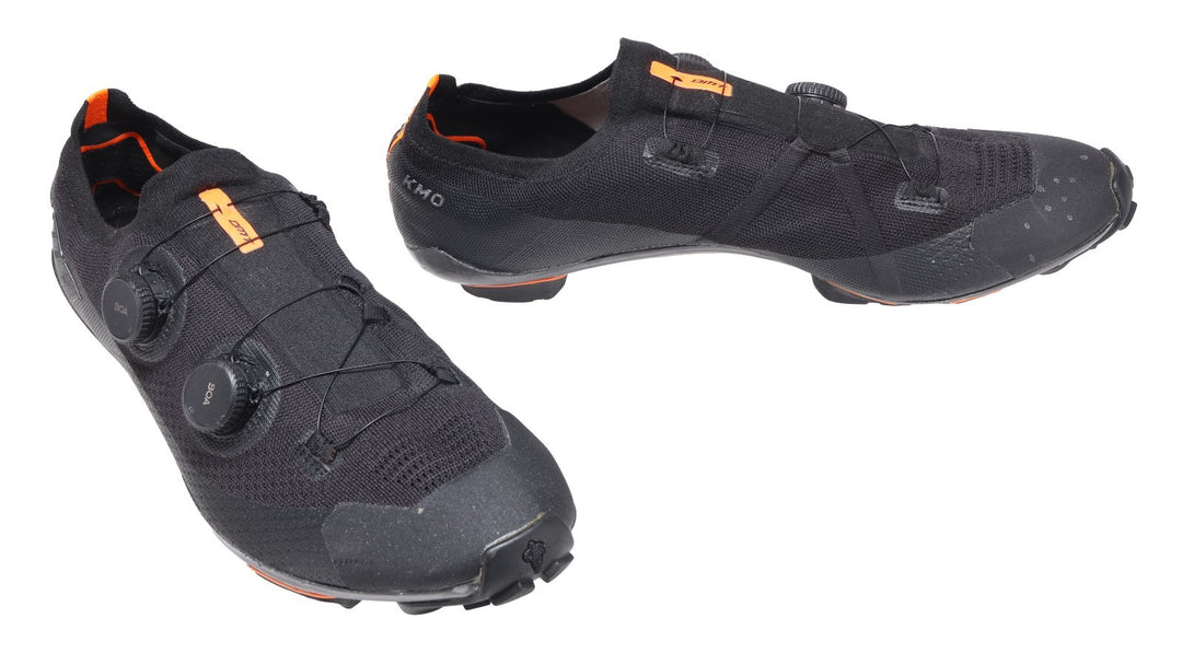 DMT KM0 Knit Mountain Bike Shoes EU 47 US Men 13 BOA BLACK/ORANGE 2-Bolt XC Race