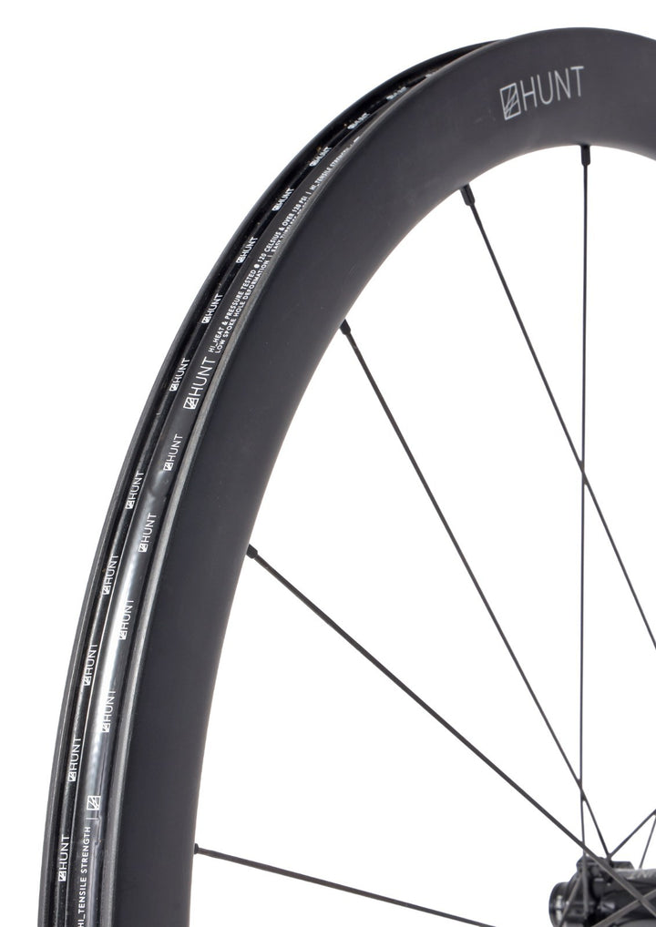 HUNT 40 Carbon Aero Tubeless FRONT Wheel CL Disc 12x 100mm 700c Road Bike Gravel