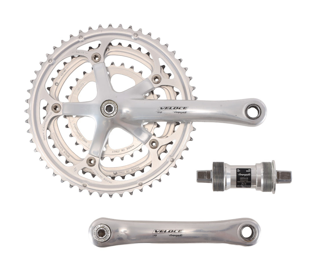 Campagnolo Veloce 3x 9 Spd Road Bike Crankset 170mm Triple w/ BB Vintage Cycling