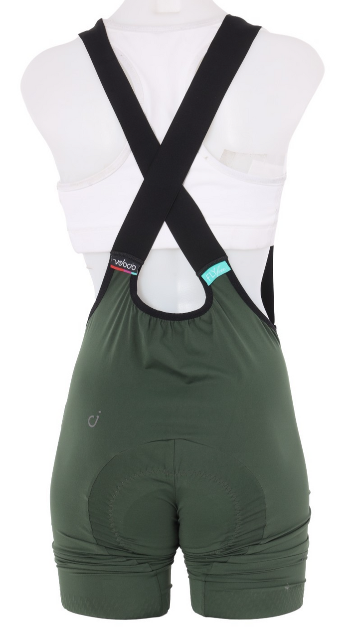 Velocio Luxe Cycling Bib Short Women MEDIUM Green Road Bike Gravel Cycling