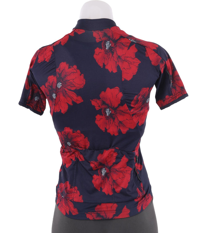 Velocio Lela Rose Poppy SE Short Sleeve Cycling Jersey Women XS RED/BLUE Gravel