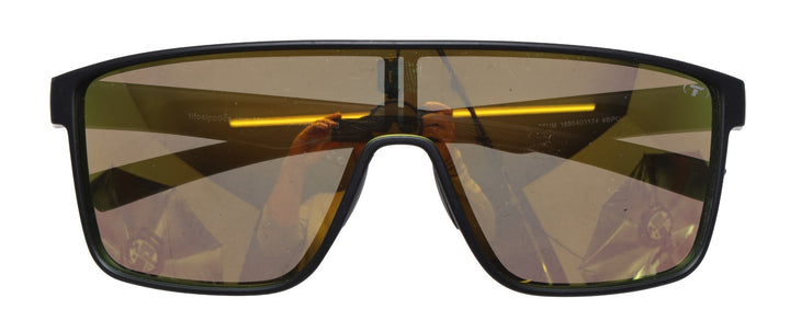 Tifosi Sanctum Sunglasses Matte Black Frame Smoke Tint with Yellow Mirror Lens