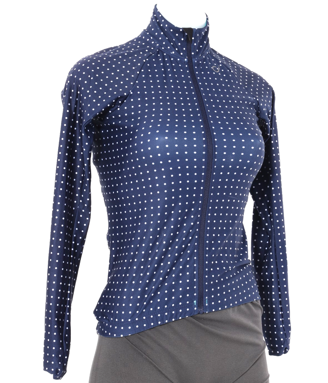Velocio Signature Long Sleeve Cycling Jersey Women X-SMALL Blue Polka Dot Road