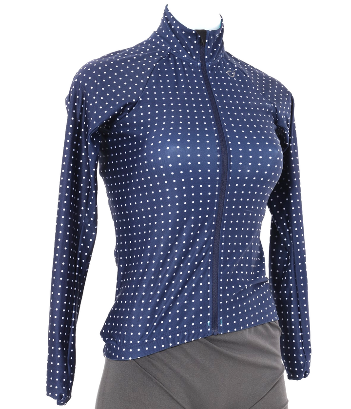 Velocio Signature Long Sleeve Cycling Jersey Women X-SMALL Blue Polka Dot Road