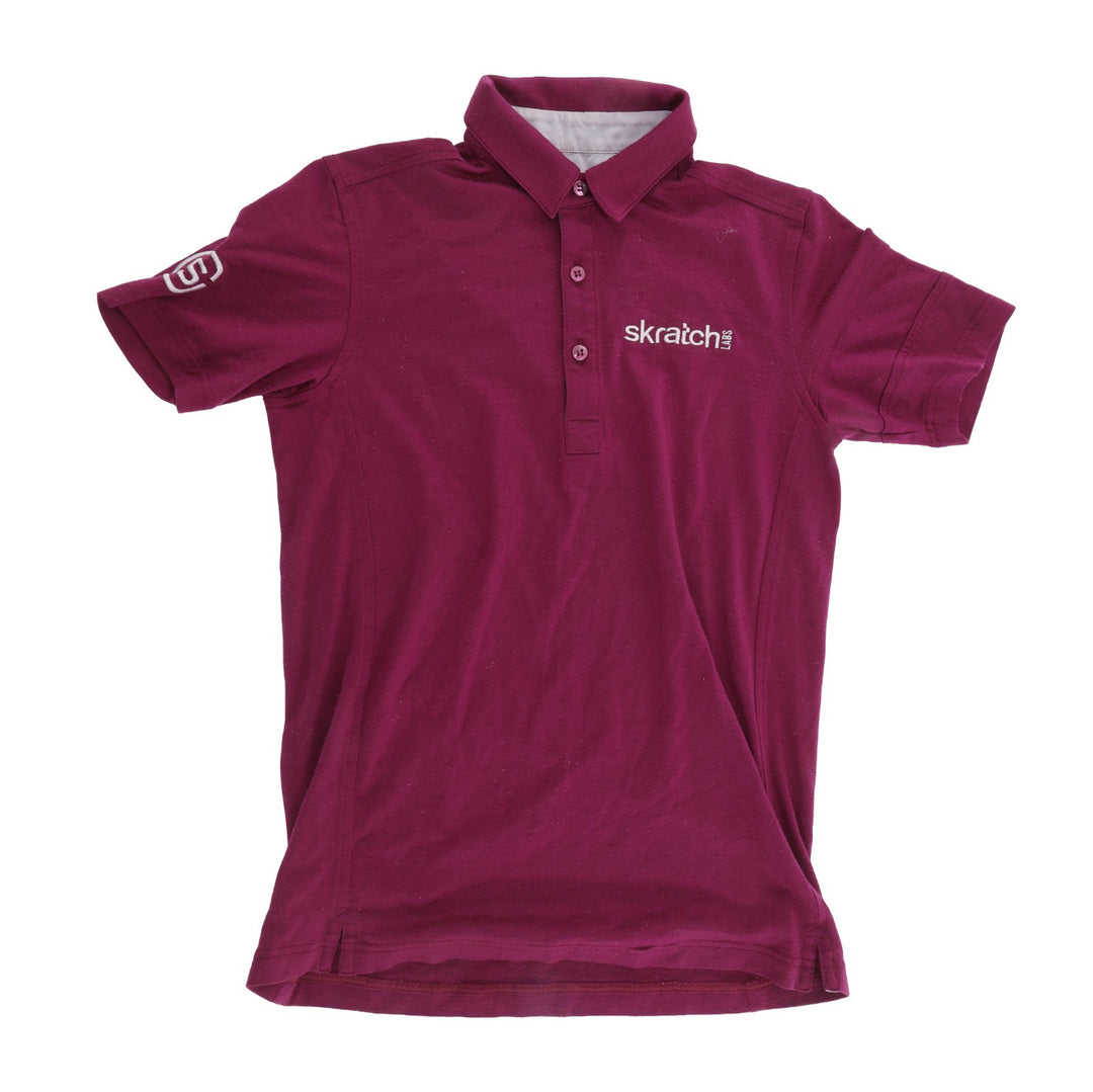 Rapha skratch Labs Short Sleeve Merino Polo Shirt Men SMALL Maroon Road Bike