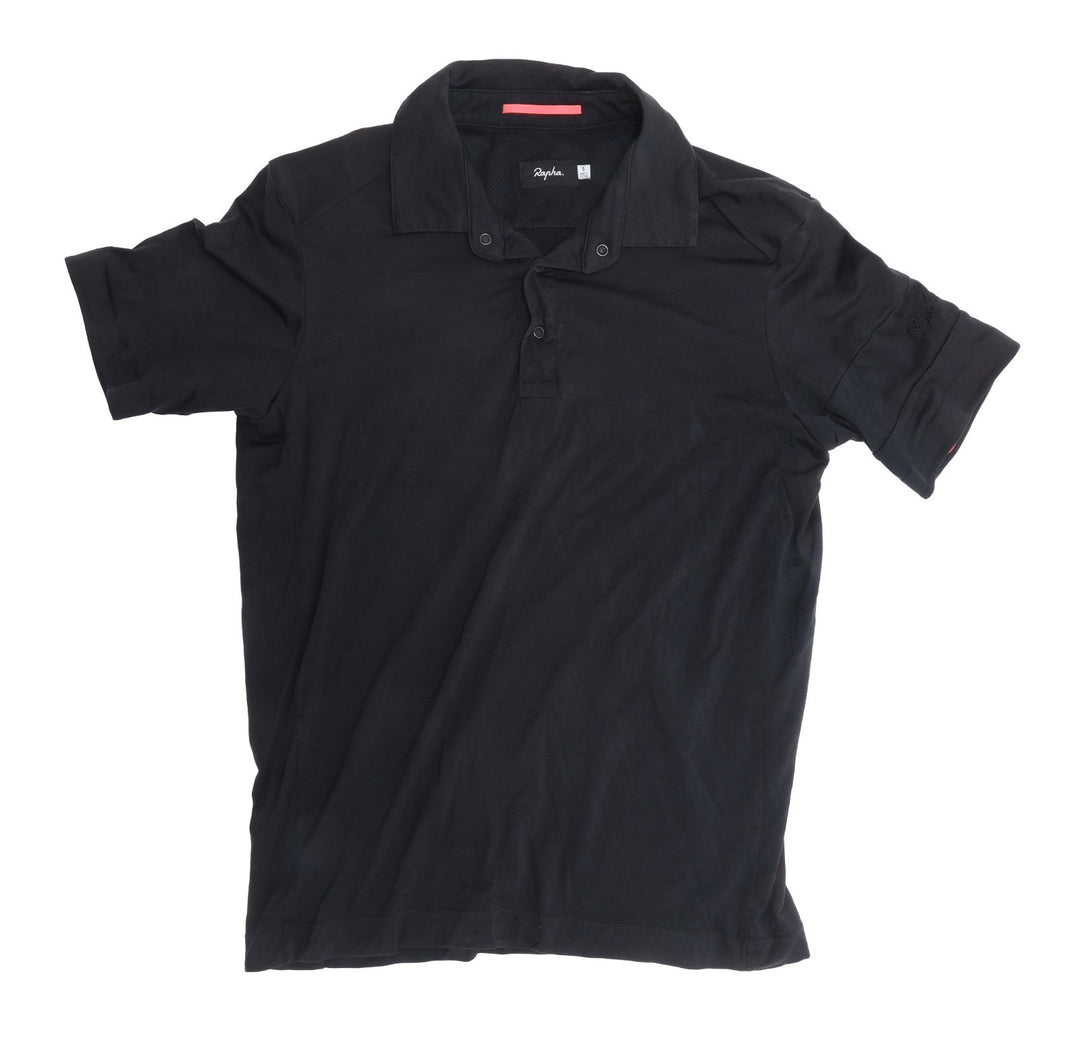Rapha Short Sleeve Merino Polo Shirt Men SMALL Black Road Bike