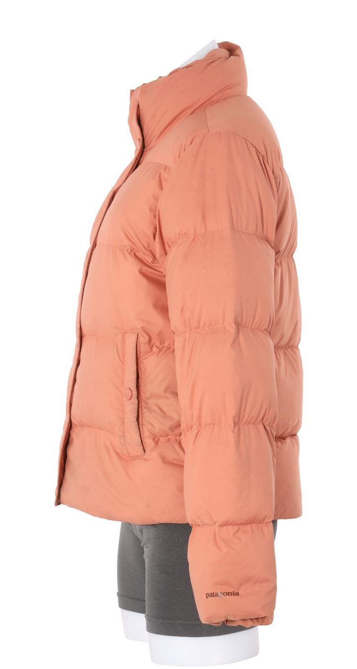 Patagonia Women's Silent Down Jacket SMALL Orange Ski Hike Outdoor Winter Fall