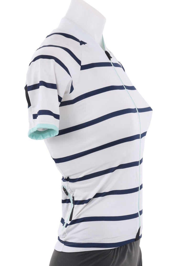Velocio Breton SE Short Sleeve Cycling Jersey Women XS WHITE/BLUE + Base Layer
