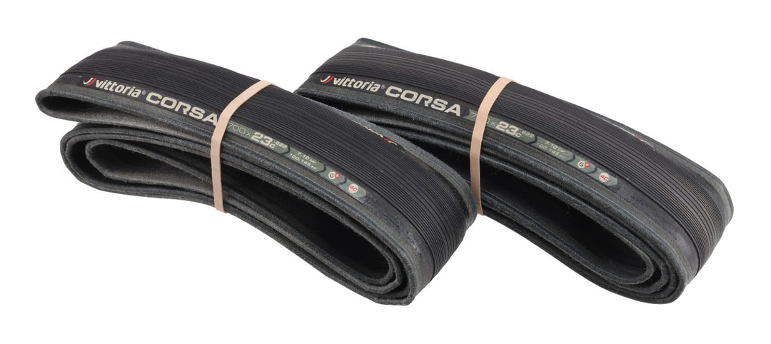 Vittoria Corsa Clincher Road Bike Tires 700x23c 1 PAIR Graphene 4 Compound BLACK