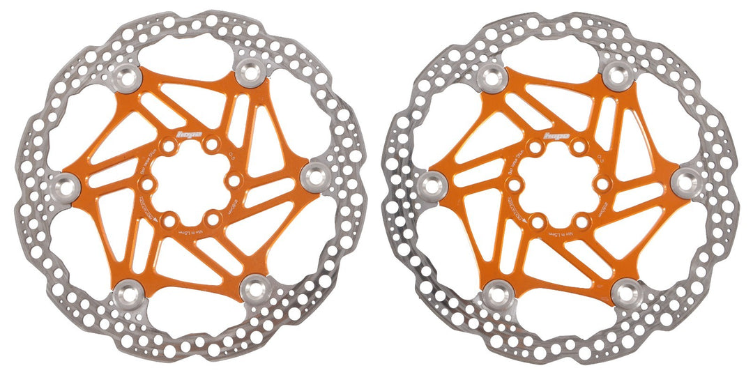 Hope Floating Mountain Bike Disc Brake Rotors 180mm 1 PAIR Orange 6 Bolt Enduro