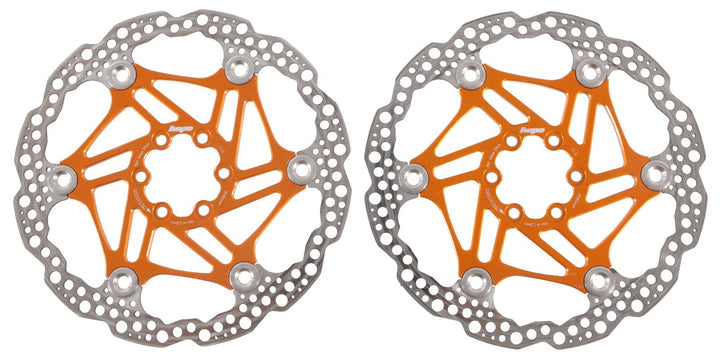 Hope Floating Mountain Bike Disc Brake Rotors 180mm 1 PAIR Orange 6 Bolt Enduro