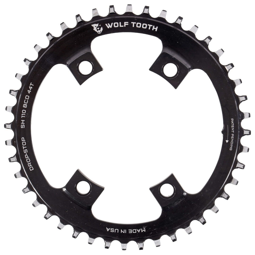 Wolf Tooth Drop-Stop B 110 BCD Asymmetric Road Bike Chainring 44T 4-Bolt 11 Spd
