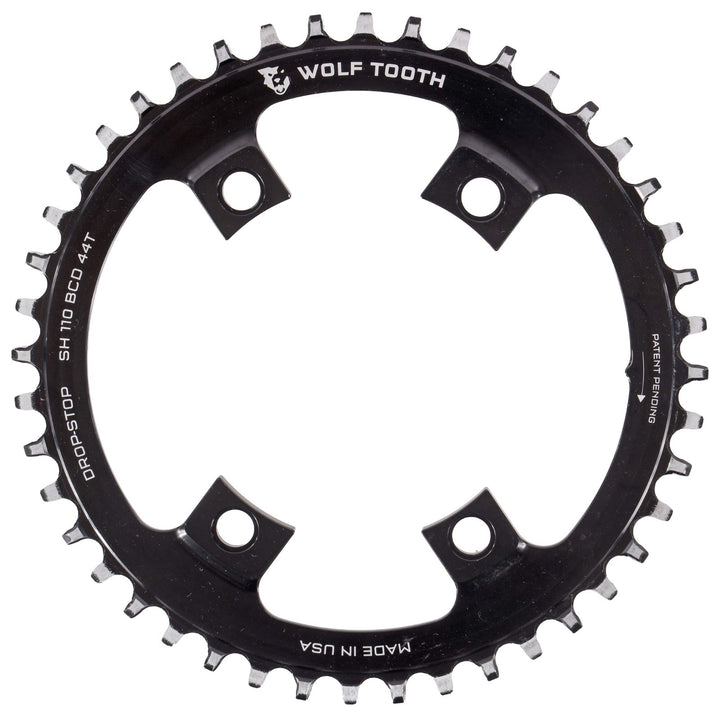 Wolf Tooth Drop-Stop B 110 BCD Asymmetric Road Bike Chainring 44T 4-Bolt 11 Spd