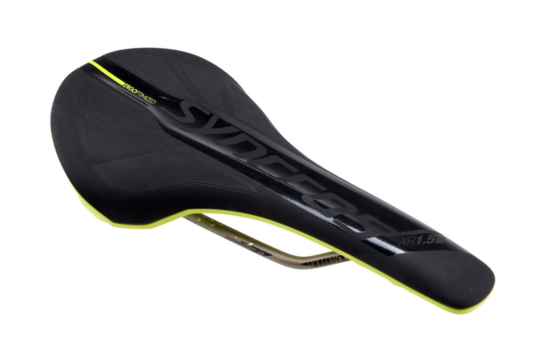 Syncros XR 1.5 Mountain Bike Saddle 132mm NARROW 7 x 7mm Ti Rail BLACK/YELLOW