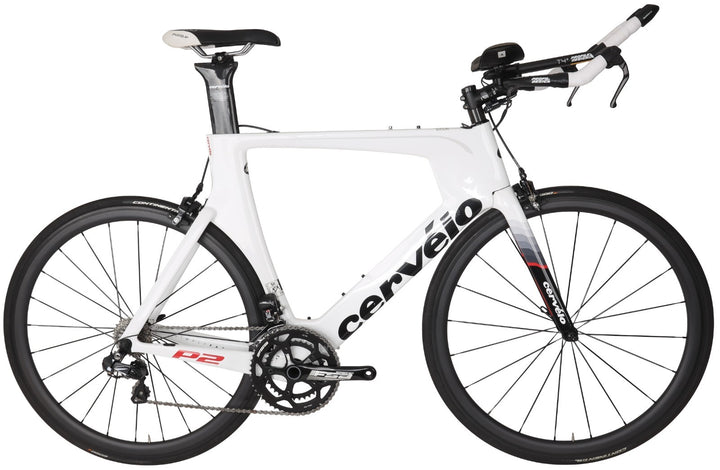 Cervelo P2 Carbon Triathlon Bike 58cm WHITE 2x 11s Power Ultegra Di2 Rim QR 2017
