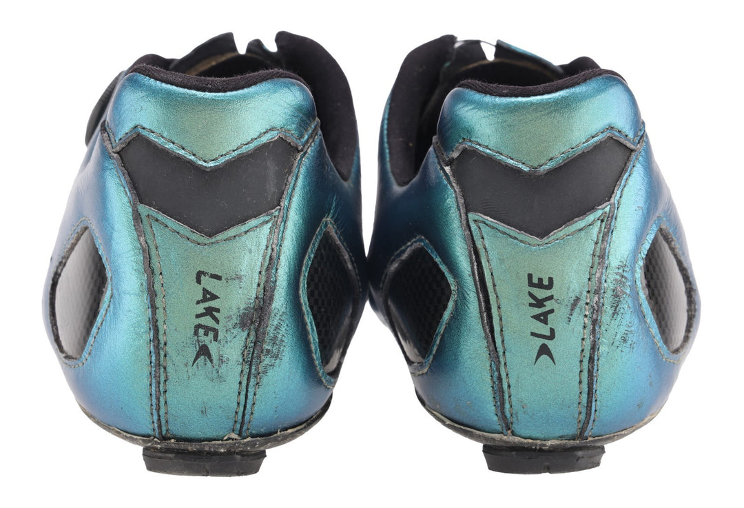 Lake CX332 Carbon Road Bike Shoes EU 47 US 13.5 Wide Chameleon Green BOA 3-Bolt