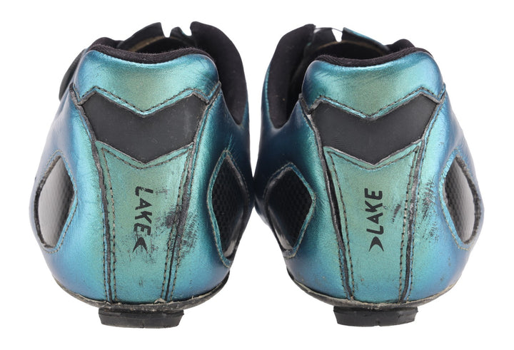 Lake CX332 Carbon Road Bike Shoes EU 47 US 13.5 Wide Chameleon Green BOA 3-Bolt