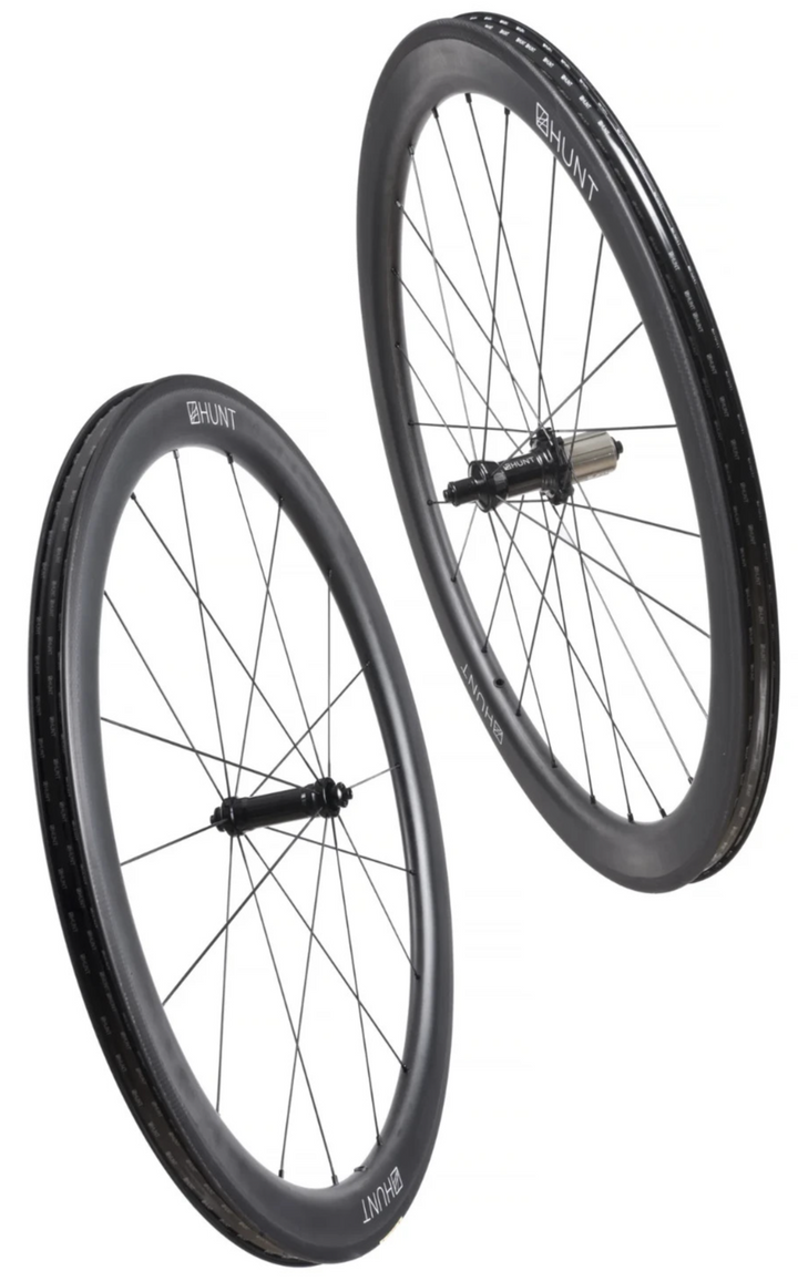 HUNT 50 Carbon Wide Aero Road Wheelset Tubeless Shimano 11 Spd 700c QR Rim Brake