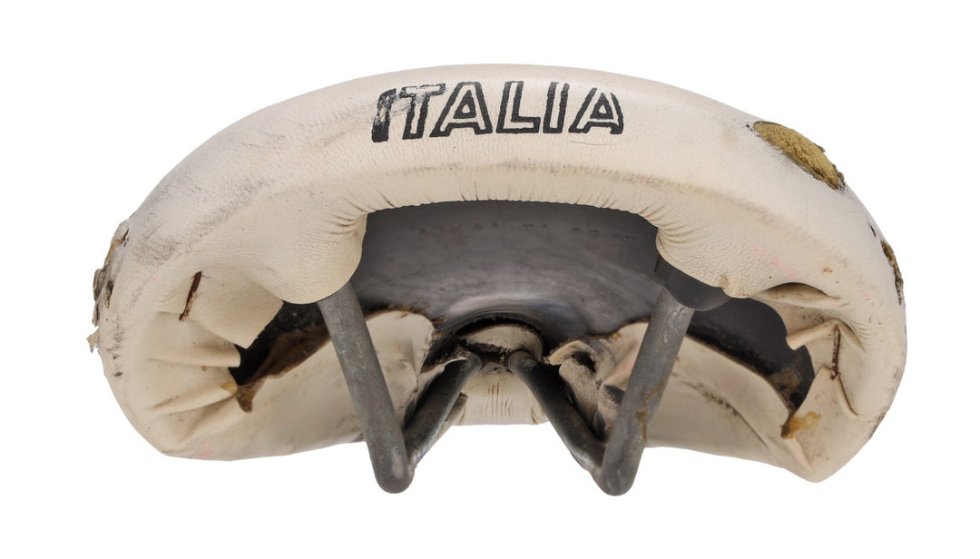 Selle Italia Mundialita Leather Road Bike Saddle 140mm 7x 7mm White CrMo Vintage