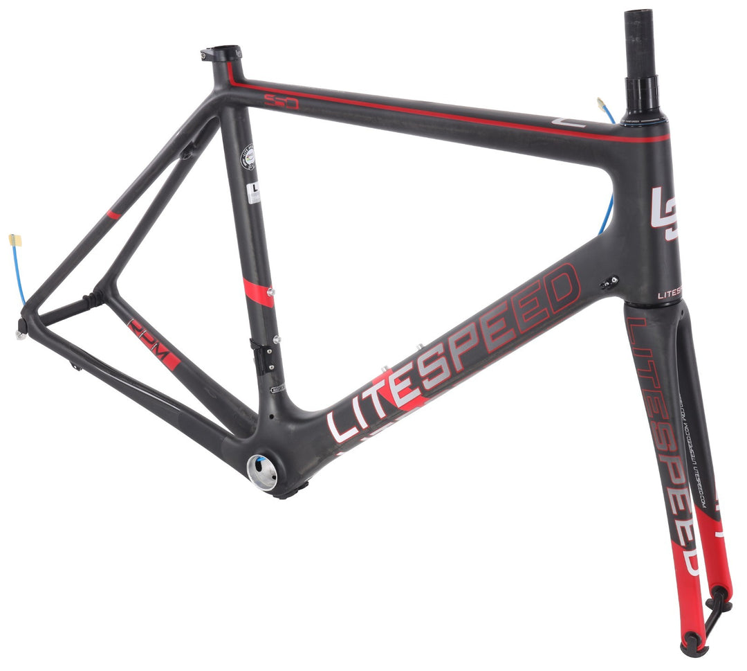 Litespeed L1 Carbon Road Bike Frameset LARGE Matte Nude/Red 700c QR Rim 30T 2016