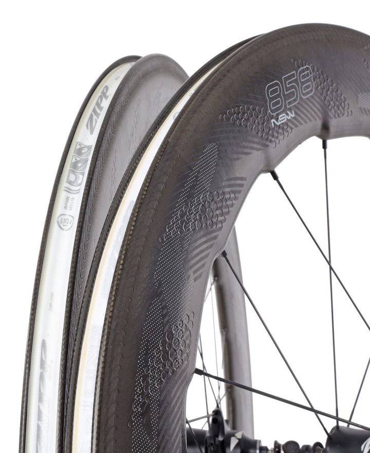 Zipp 858 NSW Carbon Clincher Road Wheelset Shimano 11 Spd 700c Rim Brake QR Race