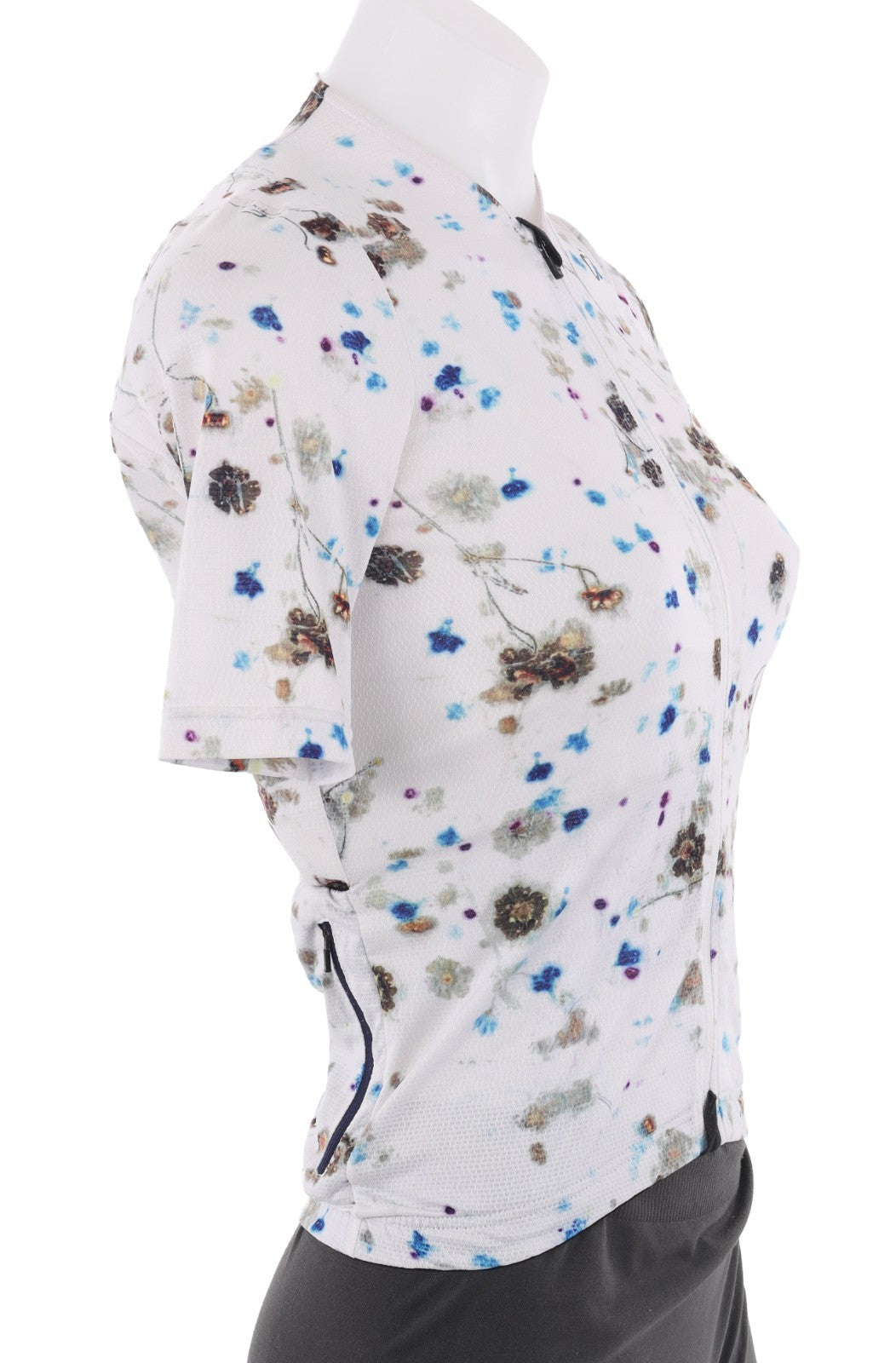Velocio Blurred Floral UL Short Sleeve Cycling Jersey Women XS WHITE +Base Layer