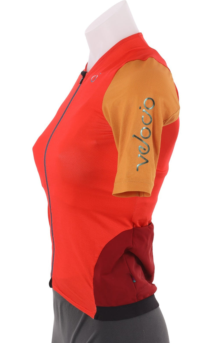 Velocio Concept SE Short Sleeve Cycling Jersey Women XS RED/ORANGE Road Gravel