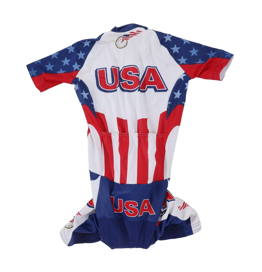 Skins USA Cycling Team Short Sleeve Skinsuit Men LARGE Road Bike Time Trial TT