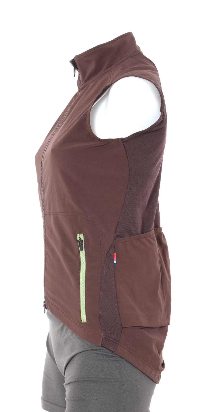 Velocio Signature Softshell Cycling Vest Women SMALL Brown Road Bike Gravel
