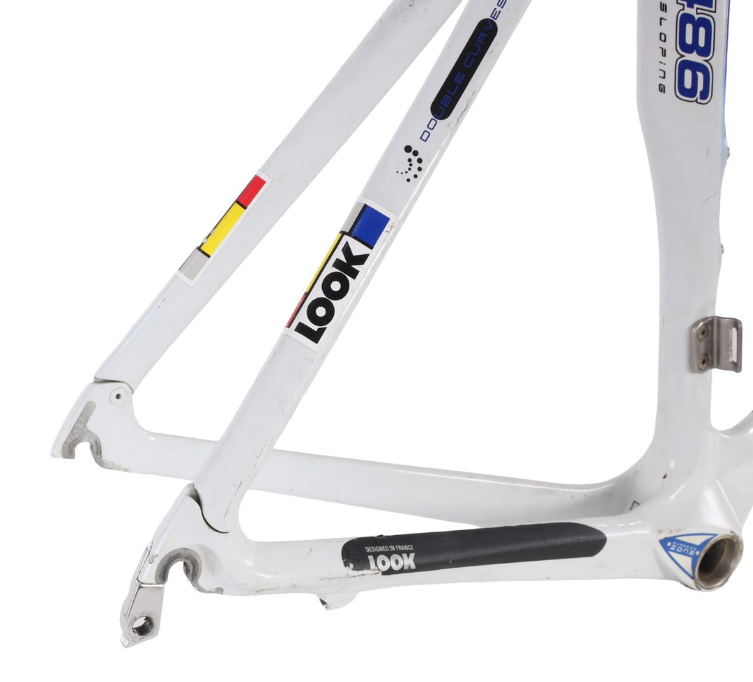 LOOK KG486 Carbon Road Race Bike Frameset White/Blue QR Rim Brake 55cm 700c 2004