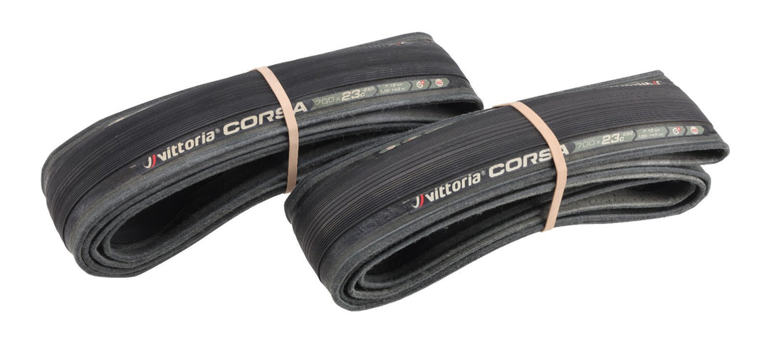 Vittoria Corsa Clincher Road Bike Tires 700x23c 1 PAIR Graphene 4 Compound BLACK