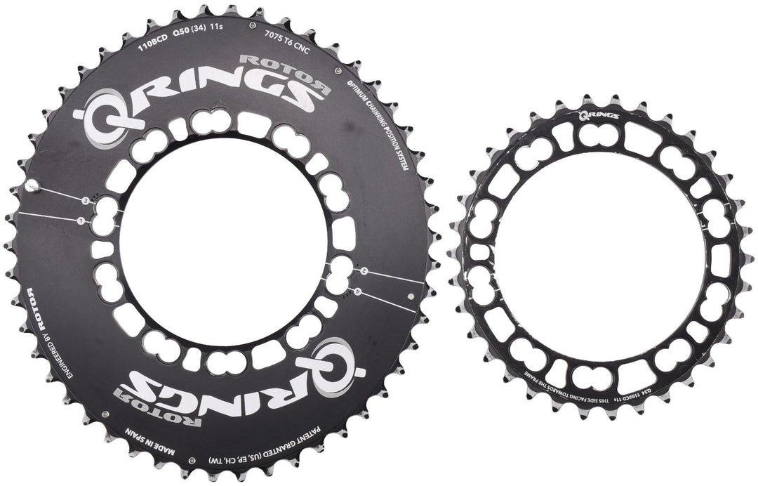 Rotor Q Rings Oval Q50 11 Speed Road Bike Chainrings 50/34T 5-Bolt 110mm BCD