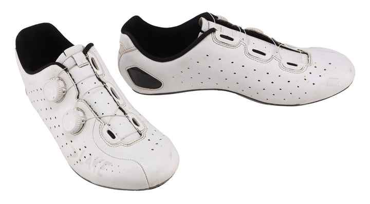 Lake CX332 Carbon Road Bike Shoes EU 47 US 13.5 Wide WHITE BOA Dial 3-Bolt Cleat