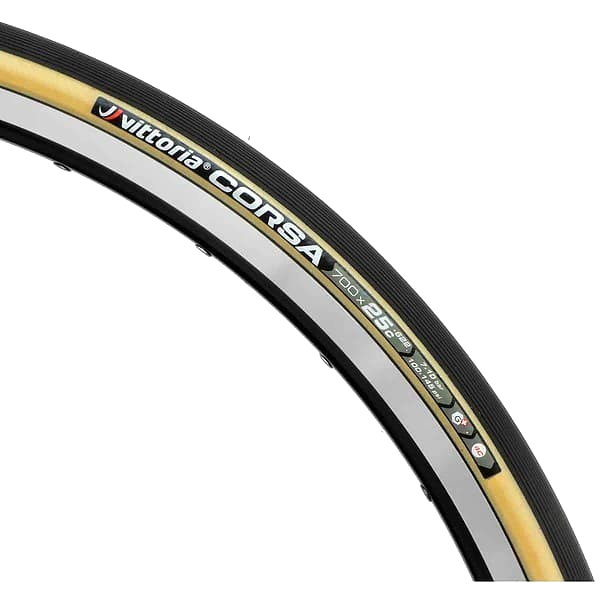 Vittoria Corsa G+ Clincher Road Bike Tire 4C Isotech 700 x 25c Tan Wall 320 TPI